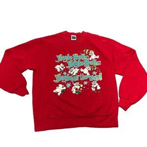 Vtg Jingle All the Way Jingle Bell LARGE Sweatshirt Bears in Toyland Decotex USA